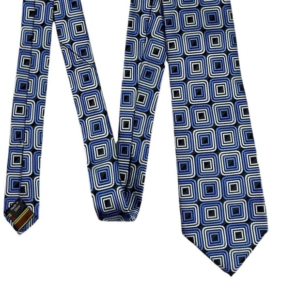 BCBG Attitude 100% Silk Necktie Geometric Print Retro Inspired 59" - Picture 2 of 8